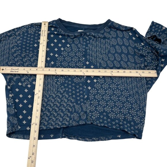 Lou & Grey Womens Small Blue Patterned Rayon Long Sleeve Top - Picture 4 of 6